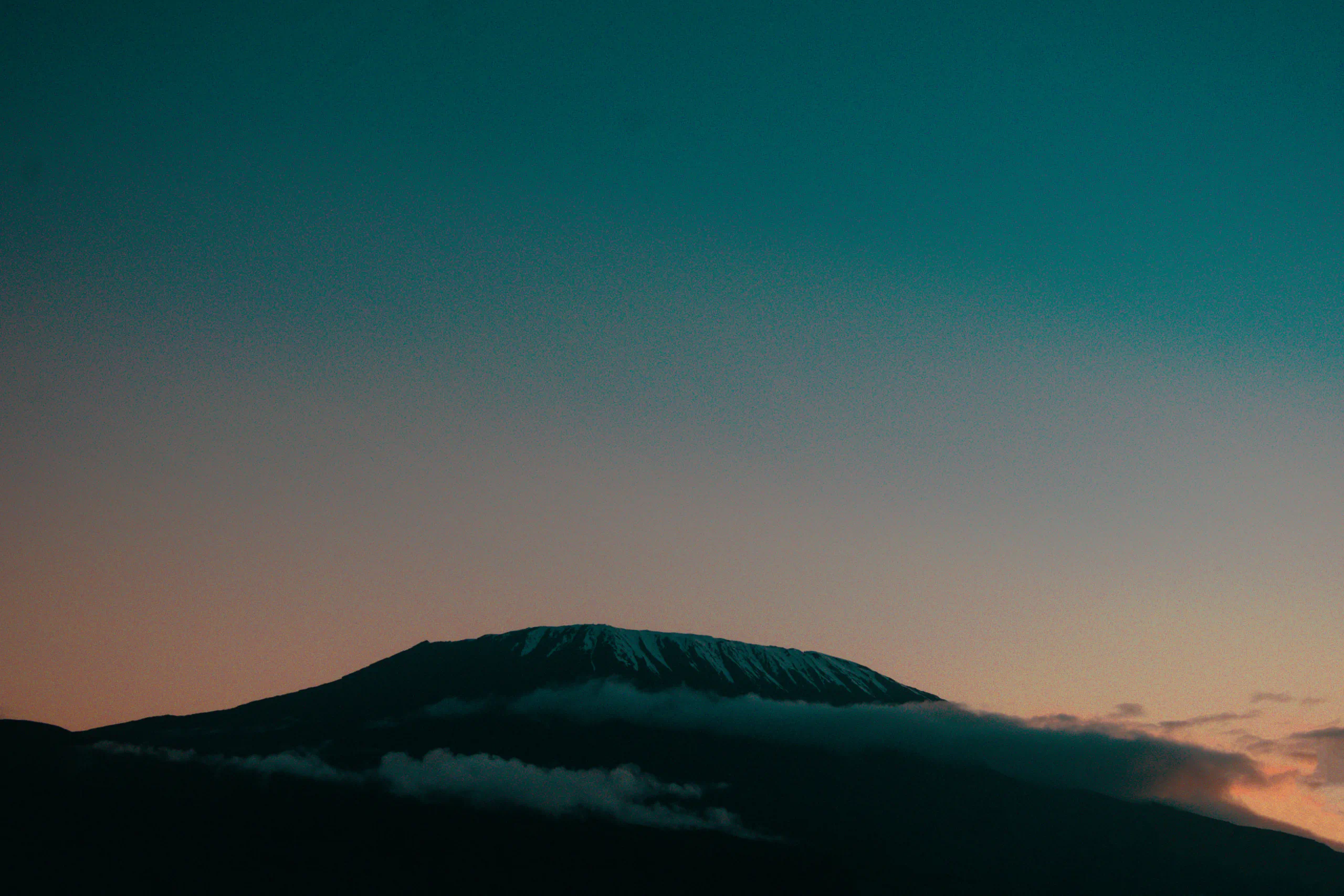 Mount Kilimanjaro rising at dusk