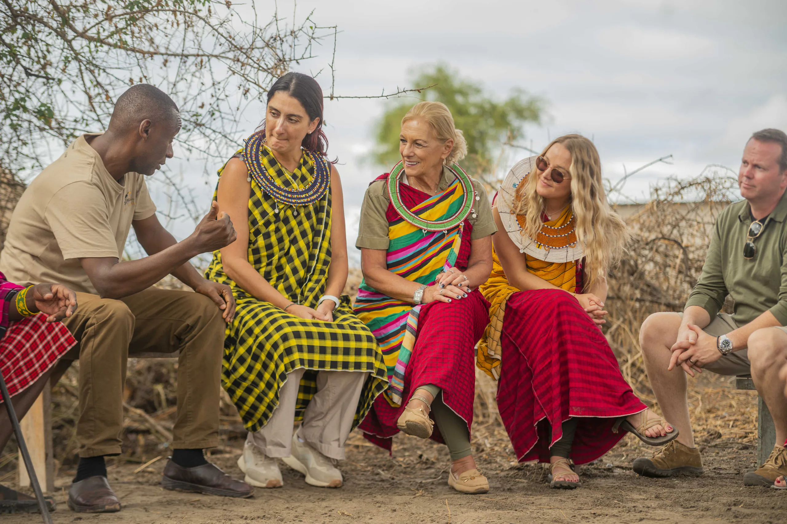 Guests sharing a conversation during a cultural visit